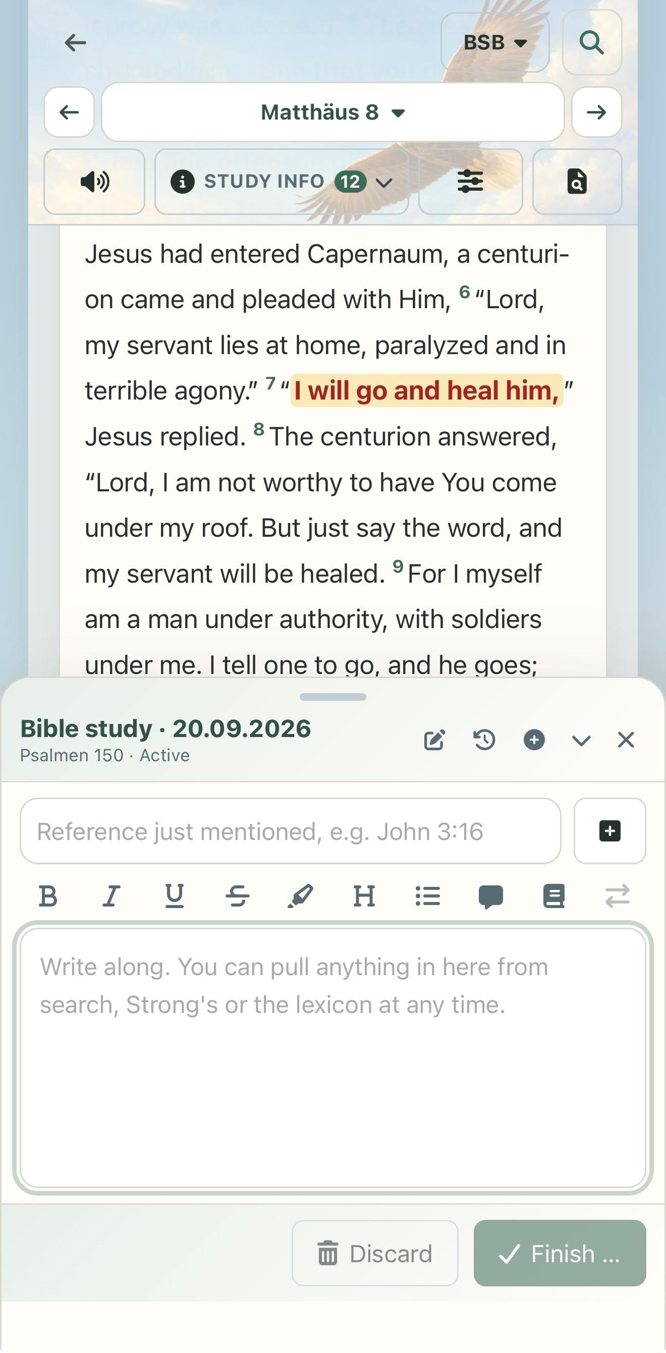 Live notes at the bottom of a phone screen