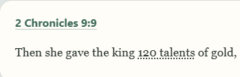 Underlined quantity in the Bible text